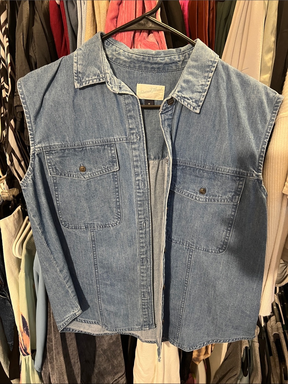 Universal Thread Light Blue Denim Sleeveless Shirt